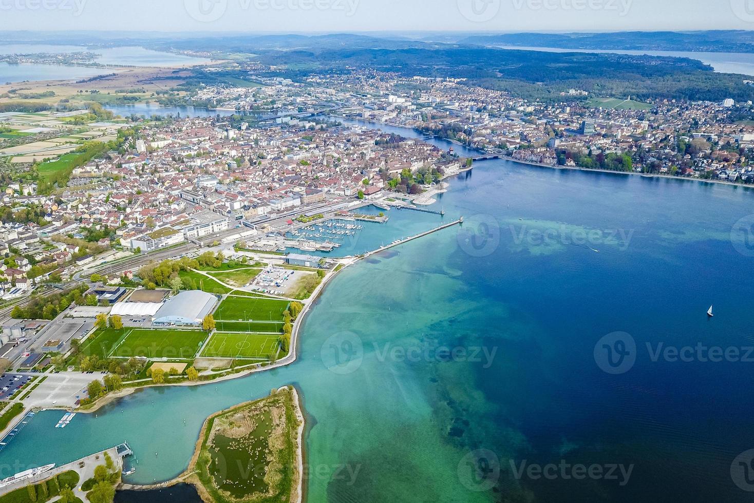 Bodenmeer of Bodensee luchtpanorama in Duitsland foto
