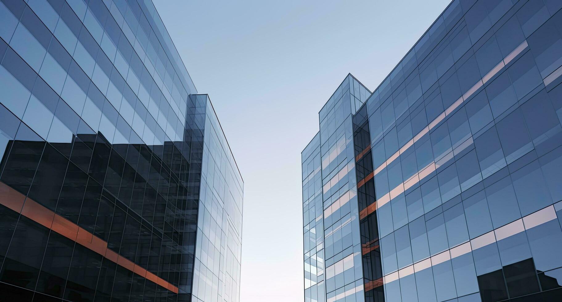 ai gegenereerd twee modern gebouwen met glas ramen. architectuur ontwerp van gebouwen. ai gegenereerd foto