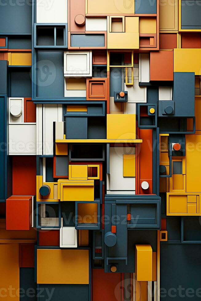 ai gegenereerd meetkundig vormen abstract kunst. levendig kleuren, nauwkeurig composities foto