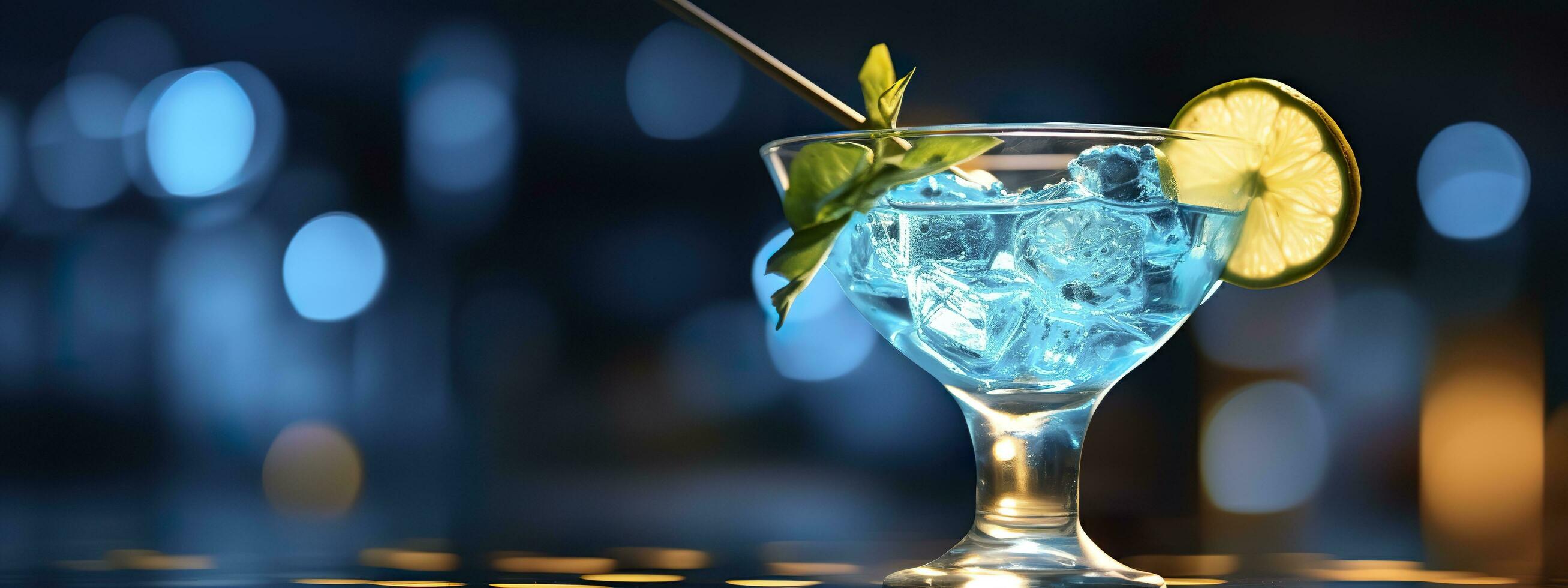 ai gegenereerd banier met blauw loga cocktail. generatief ai. foto