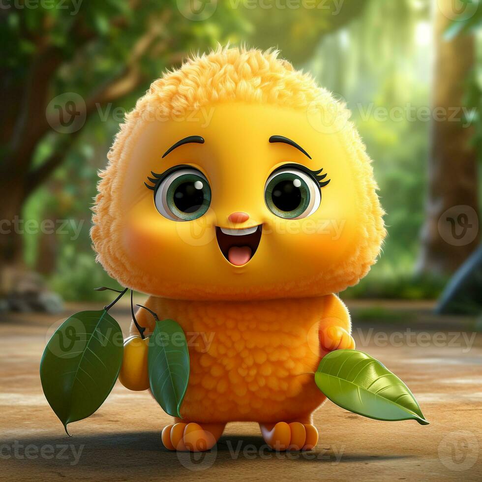 ai gegenereerd 3d realistisch tekenfilm schattig mango fruit foto