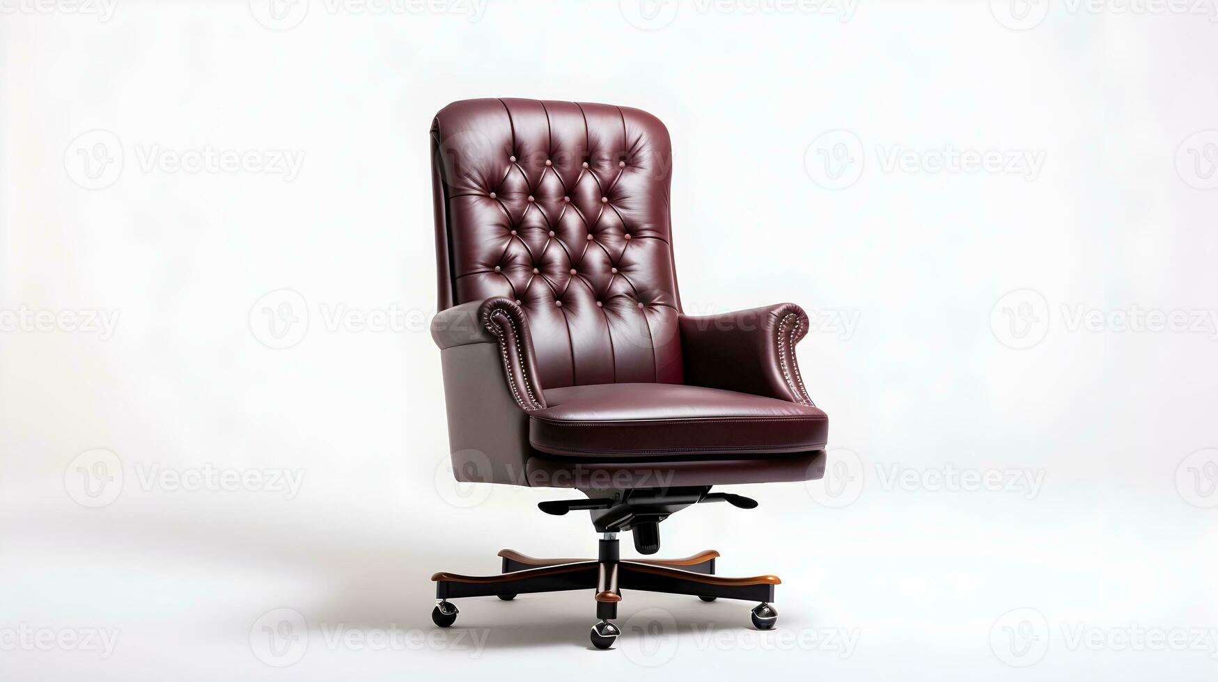ai gegenereerd luxe modern leer kantoor stoel comfortabel en elegant in wit achtergrond ai gegenereerd foto