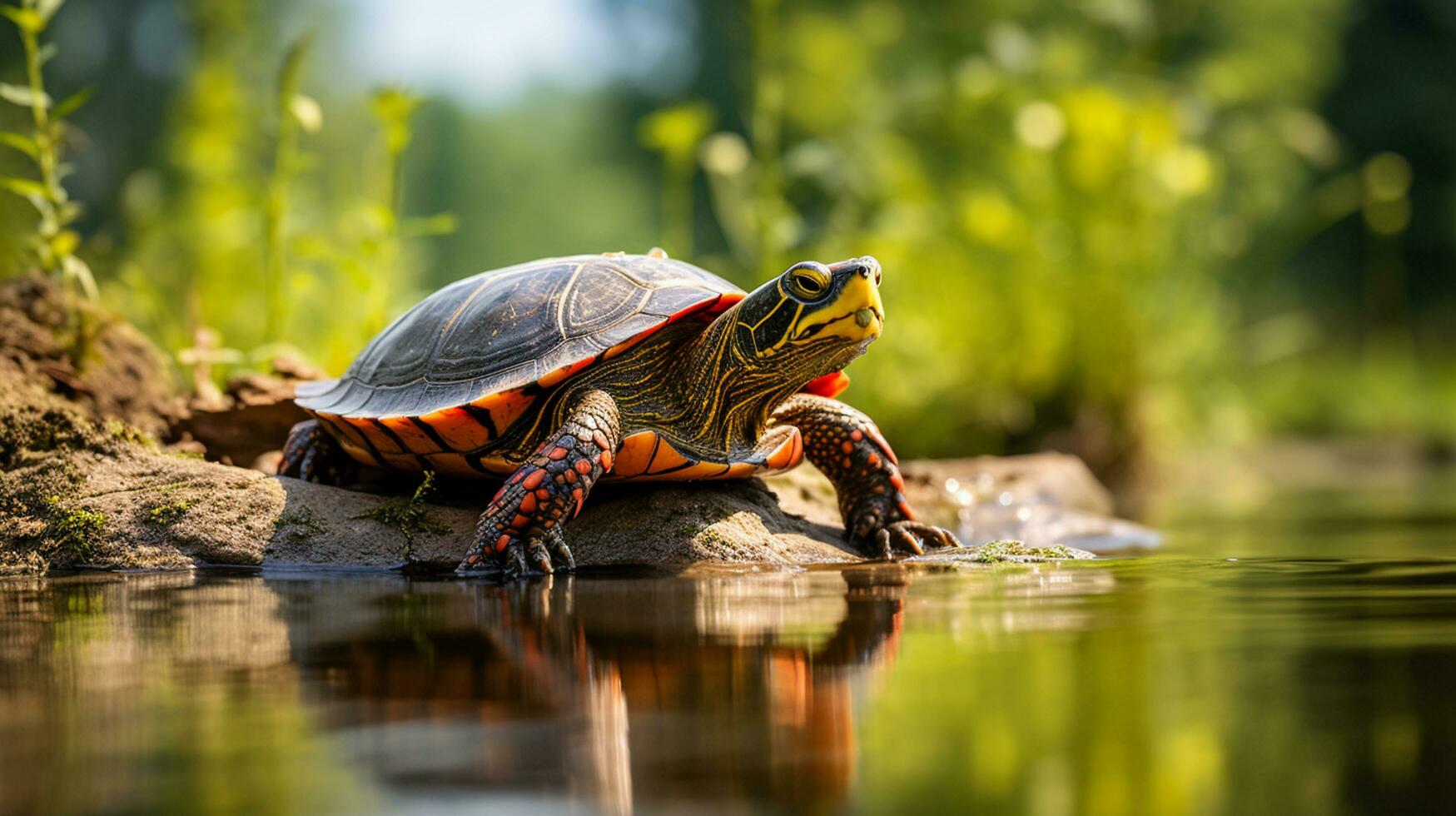 ai gegenereerd schildpad in de veld- foto