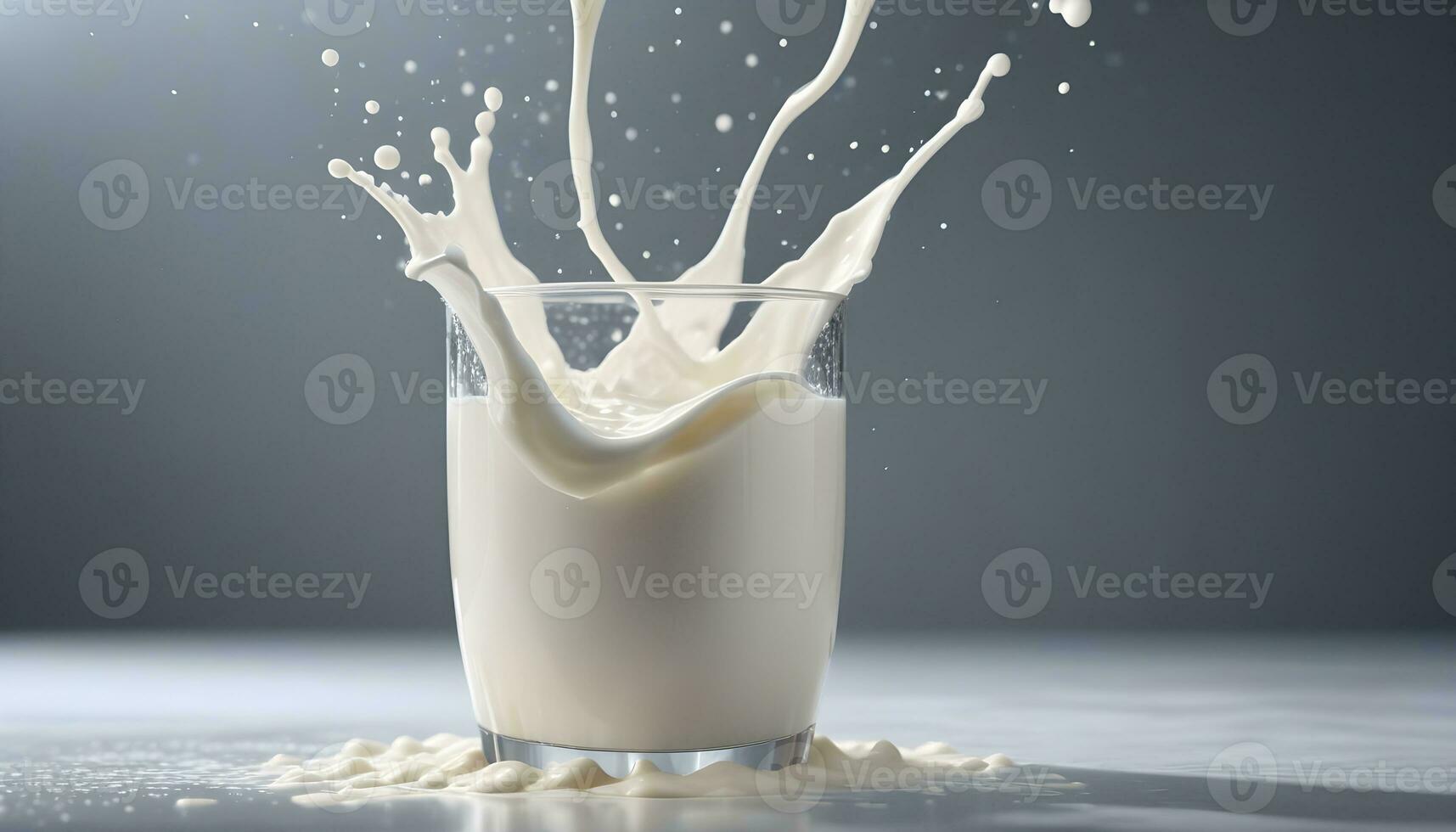 ai gegenereerd een glas van melk is wezen bespat met melk foto