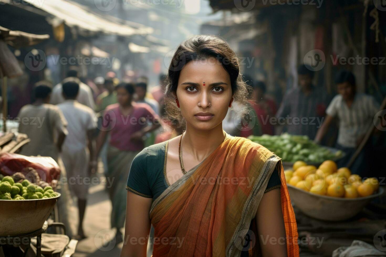 ai gegenereerd toerisme Indië reizen cultuur persoon stad Aziatisch jong Indisch levensstijl kleurrijk Dames foto