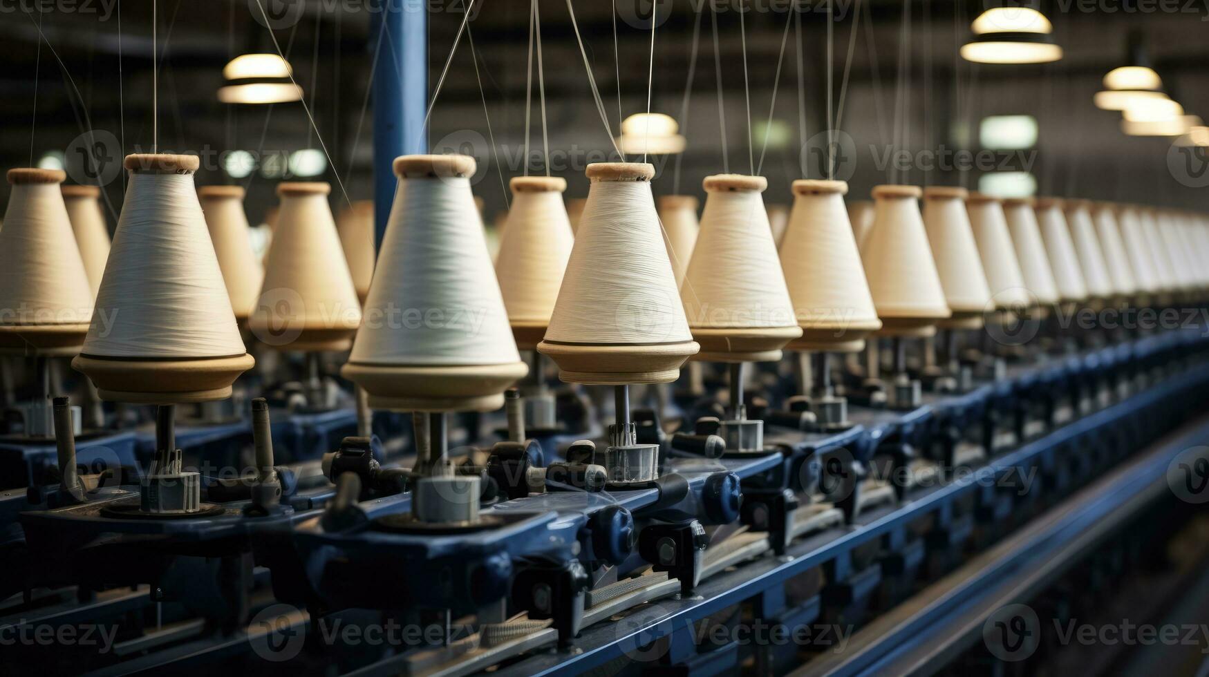 ai gegenereerd machinerie bedrijf werkwijze spoel fabriek vervaardiging verwerken spinnen productie foto