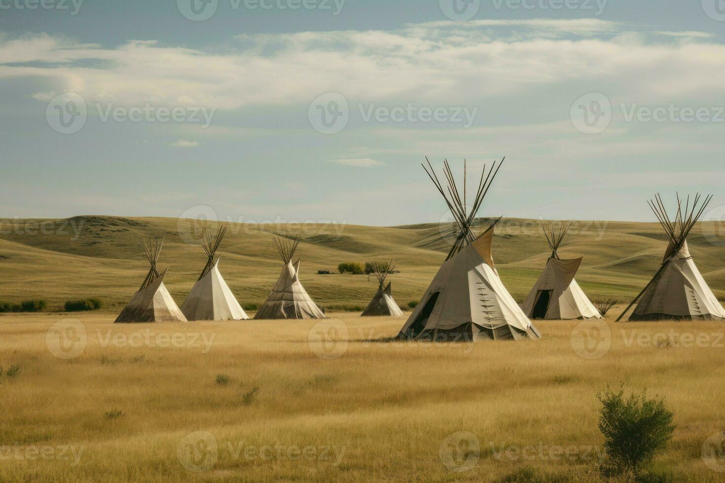 ai gegenereerd tipi's noorden Amerika veld. genereren ai foto