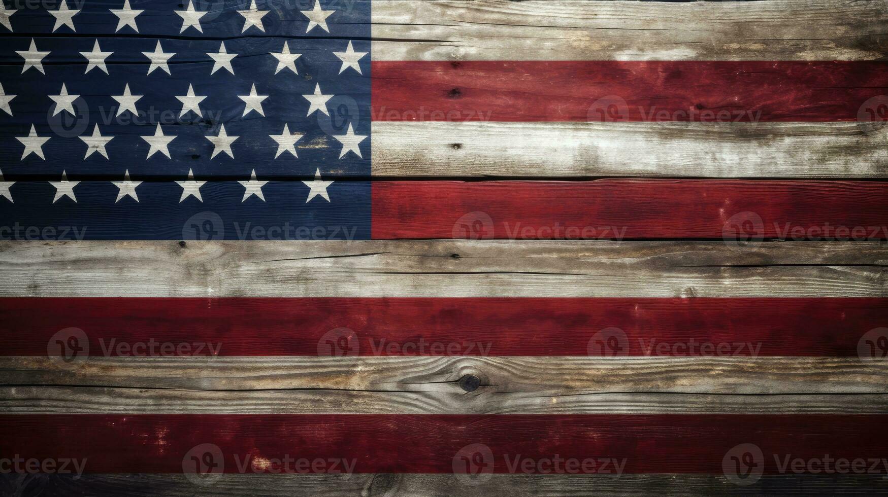 ai gegenereerd Verenigde staten vlag Aan houten achtergrond. foto