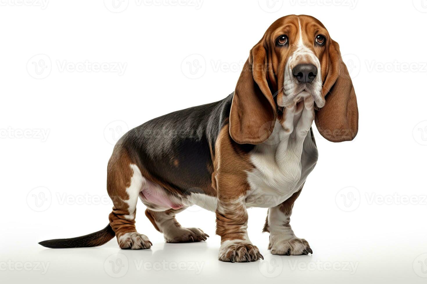 ai gegenereerd realistisch basset hond clip art foto