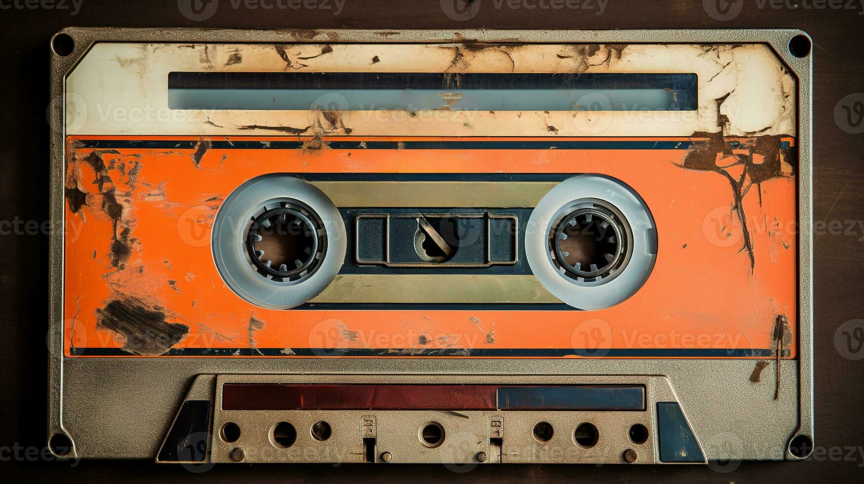 ai gegenereerd generatief ai, foto van oud audio plakband cassette, wijnoogst nostalgisch voorwerp voor de ontwerp van de 80s