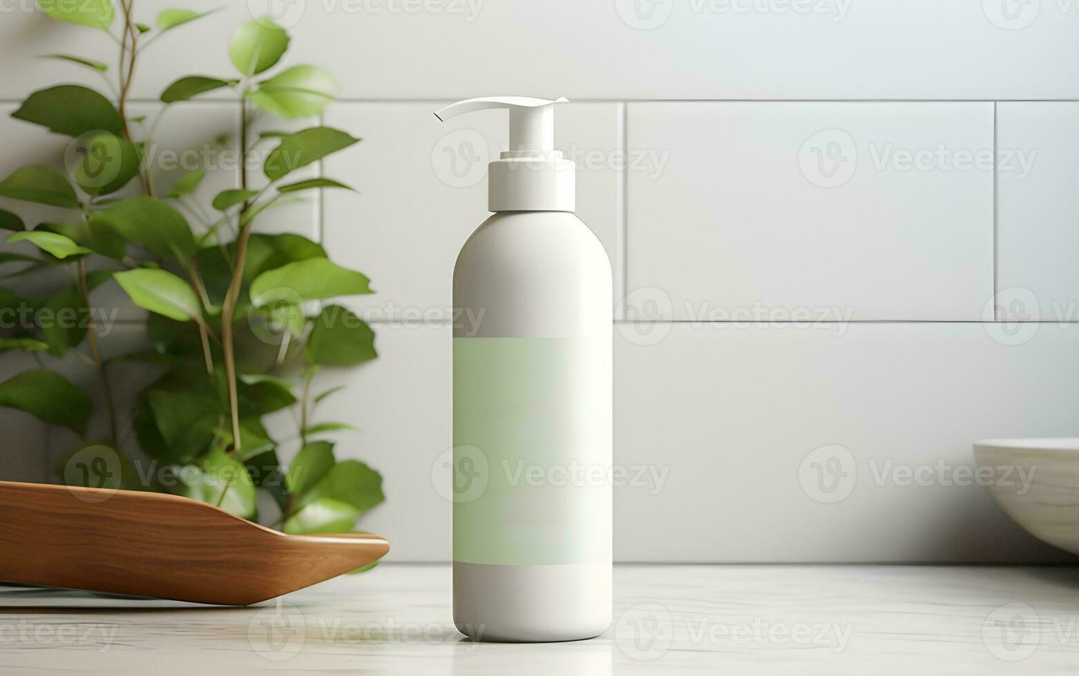 ai gegenereerd zeep fles mockup met luxe achtergrond foto