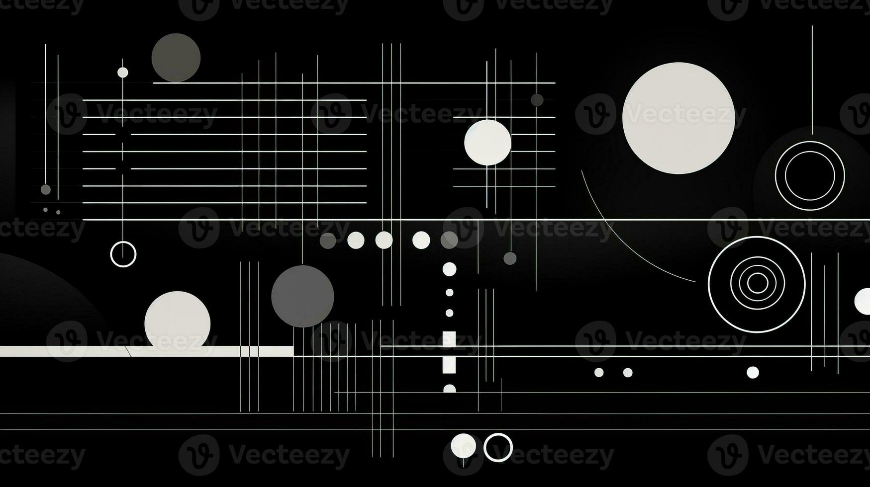 ai gegenereerd abstract achtergrond met meetkundig vormen, lijnen, cirkels, stippen. hand- getrokken stijl. foto