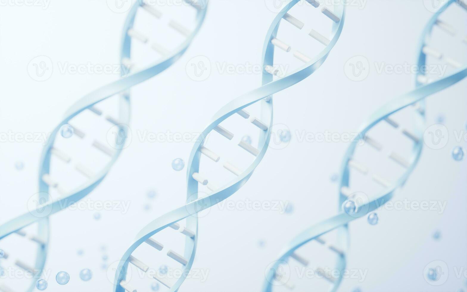 dna met biologisch concept, 3d weergave. foto