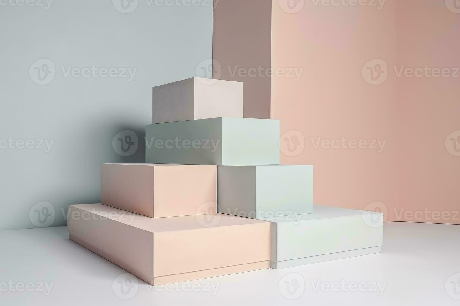 ai gegenereerd pastel kleurrijk voetstuk Scherm platform voor Product plaatsing achtergrond. ai gegenereerd foto