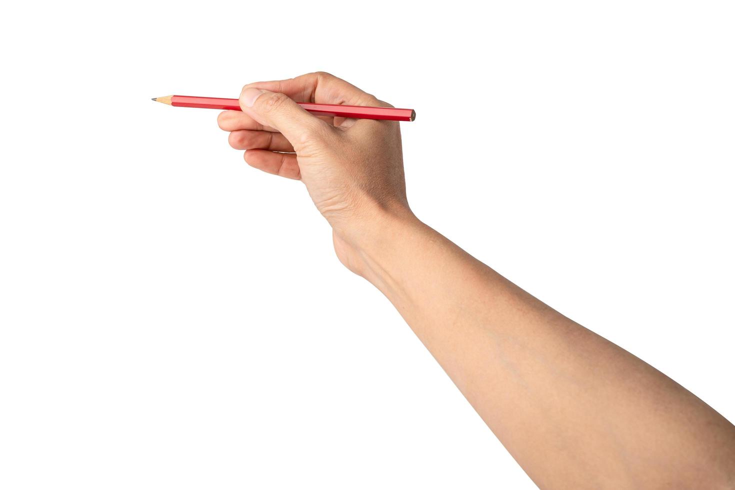 Aziatische dame vrouw mooie hand met potlood geïsoleerd op een witte achtergrond met uitknippad foto