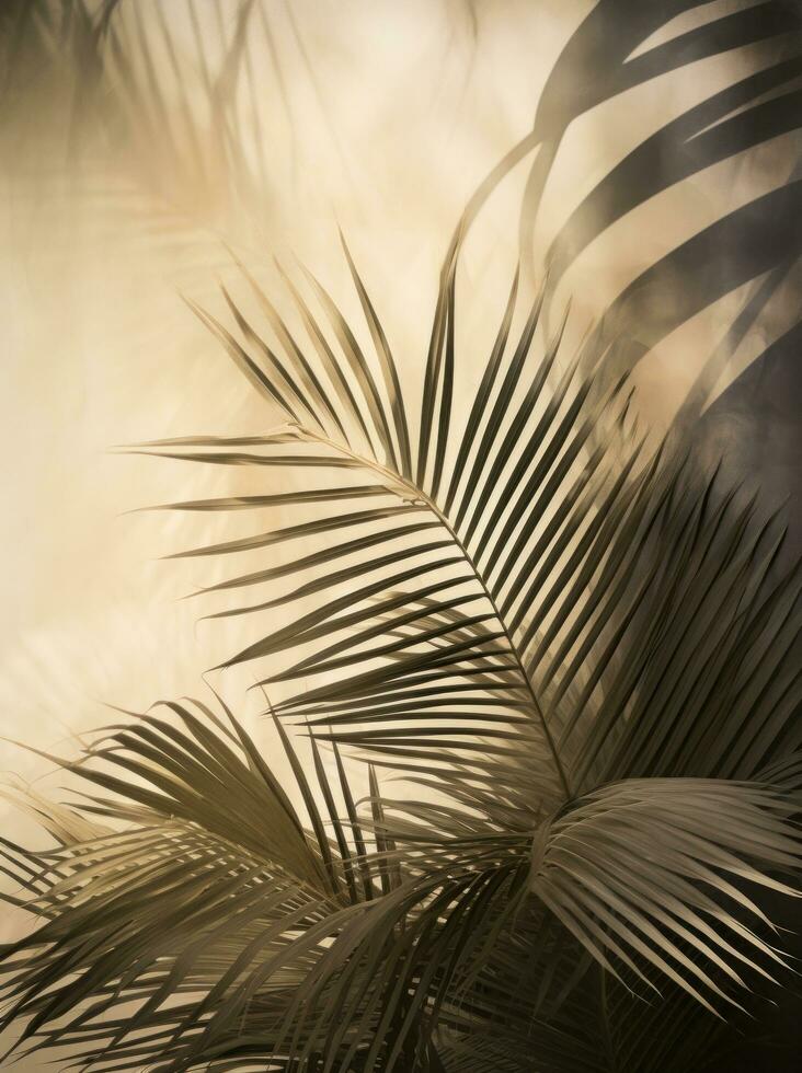 ai gegenereerd schaduwen van palm bladeren lachend door arturo malmacio, foto