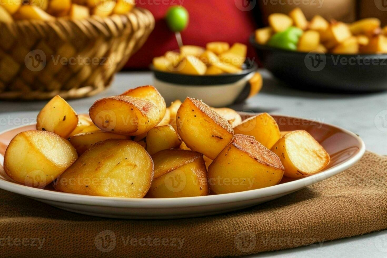 ai gegenereerd traditioneel Spaans gebakken aardappelen. pro foto