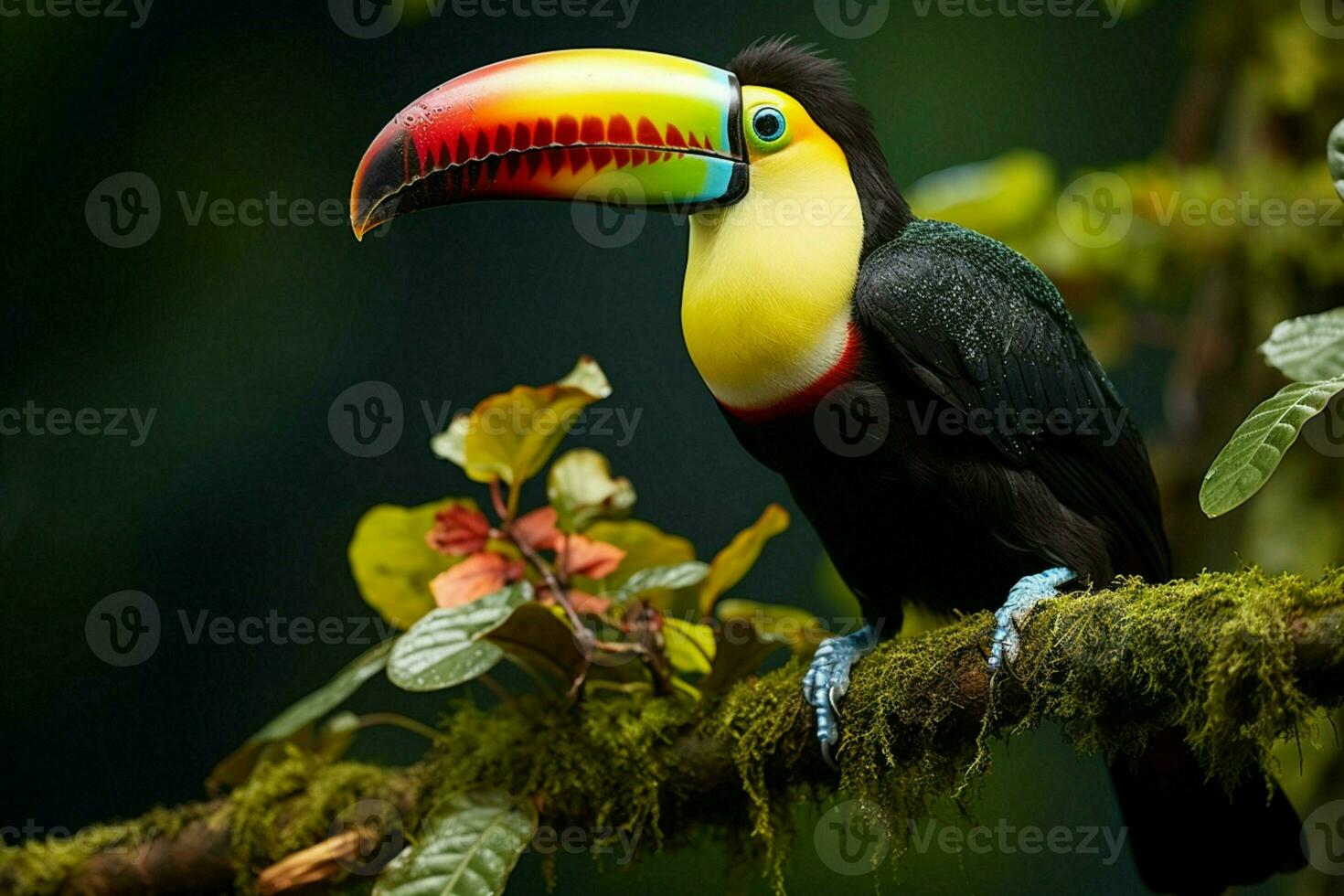 ai gegenereerd natuur reizen in centraal Amerika kiel gefactureerd toekan in panama's bebost paradijs ai gegenereerd foto