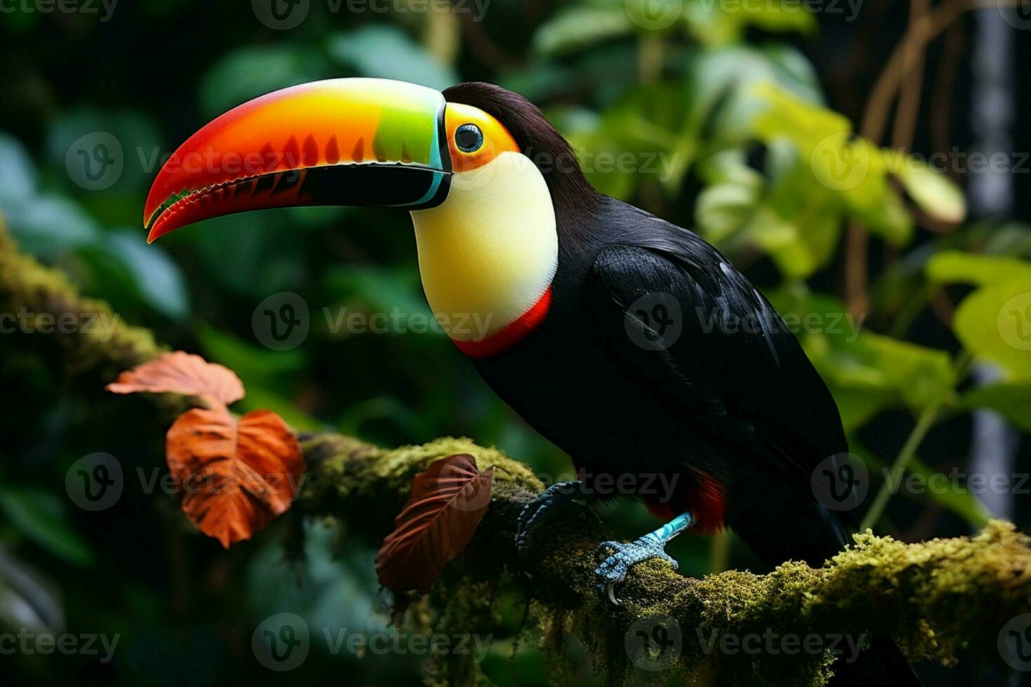 ai gegenereerd natuur reizen in centraal Amerika kiel gefactureerd toekan in panama's bebost paradijs ai gegenereerd foto