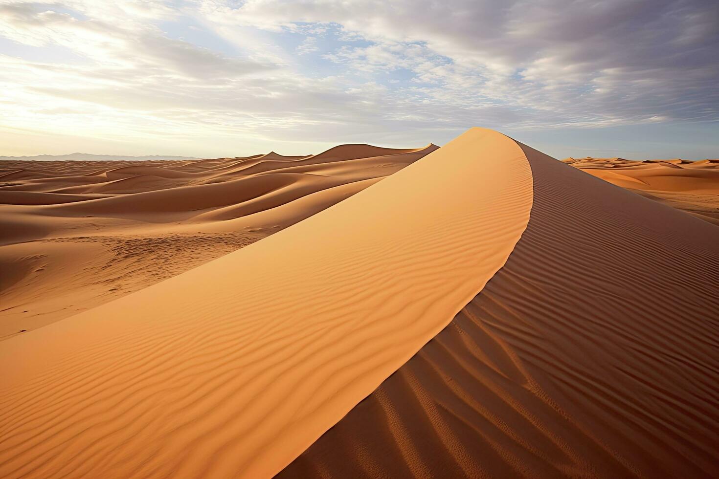 ai gegenereerd rollend oranje zand duinen en zand rimpelingen.ai gegenereerd. foto