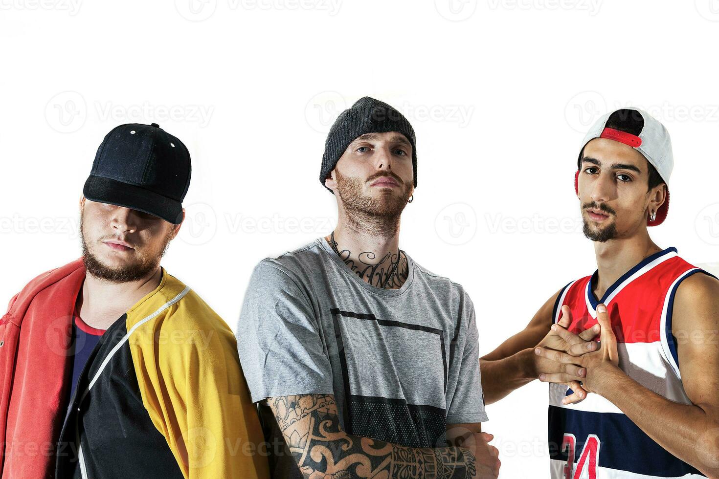 groep van drie rappers poseren in de fotografisch studio foto