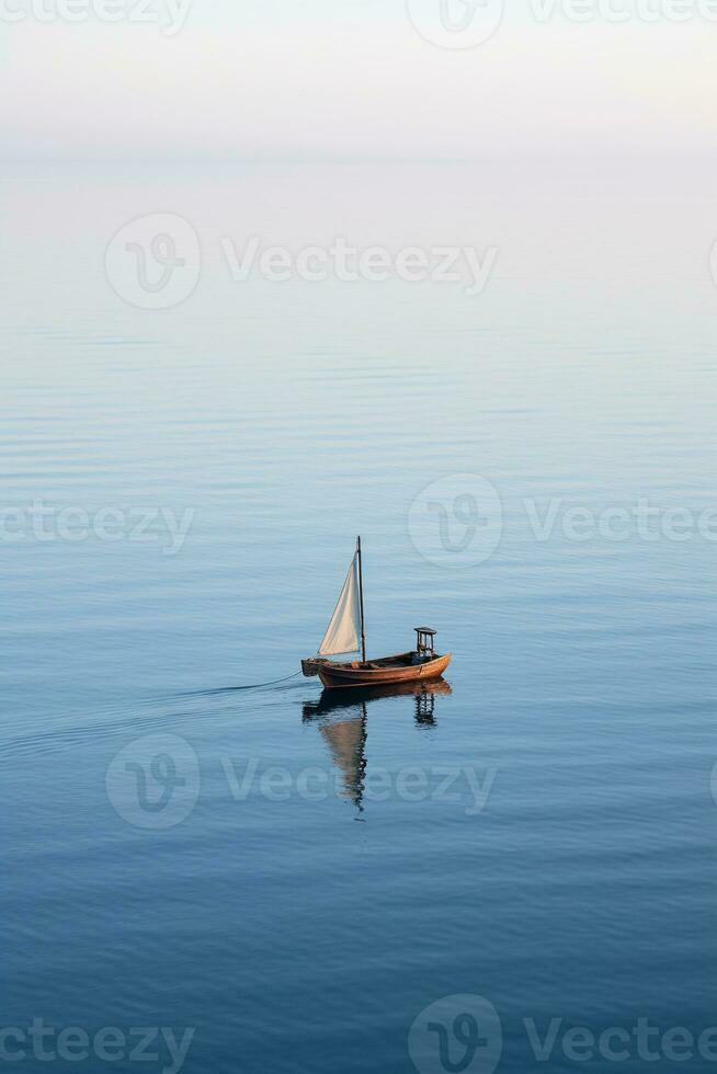 minimalistische foto een schip Aan zee