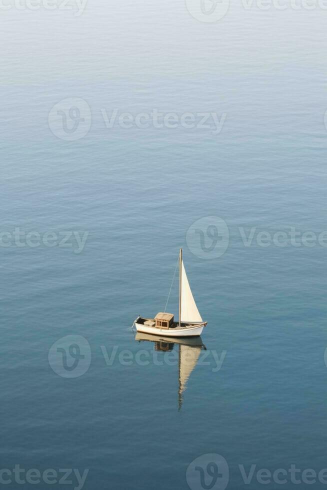 minimalistische foto een schip Aan zee