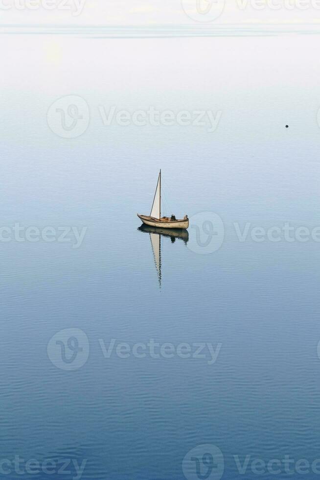 minimalistische foto een schip Aan zee