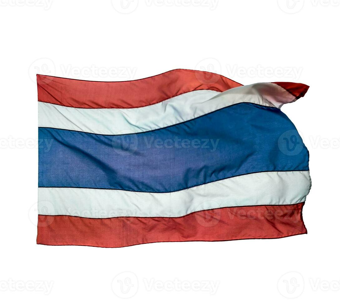 Thailand vlag van golvend Aan wit achtergrond foto