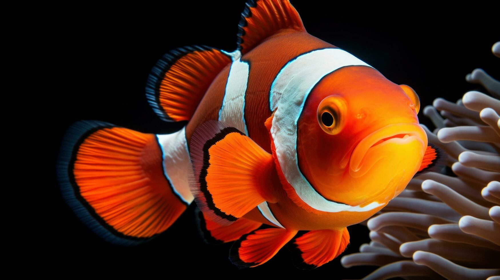 ai gegenereerd vrij clown vis aquarium behang, foto