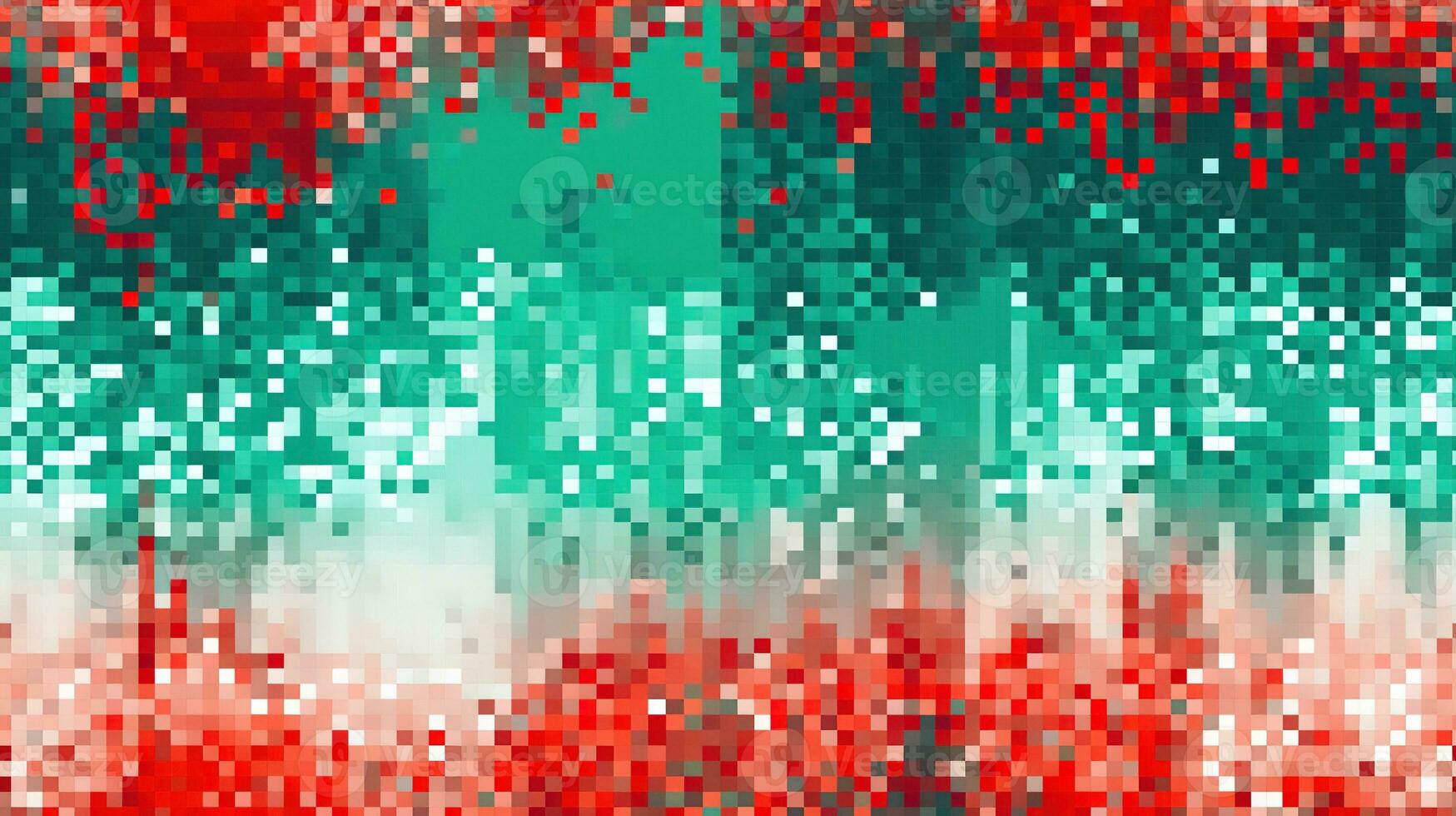 ai gegenereerd generatief ai, abstract pixel kunst achtergrond, naadloos meetkundig mozaïek- patroon, Kerstmis kleuren foto