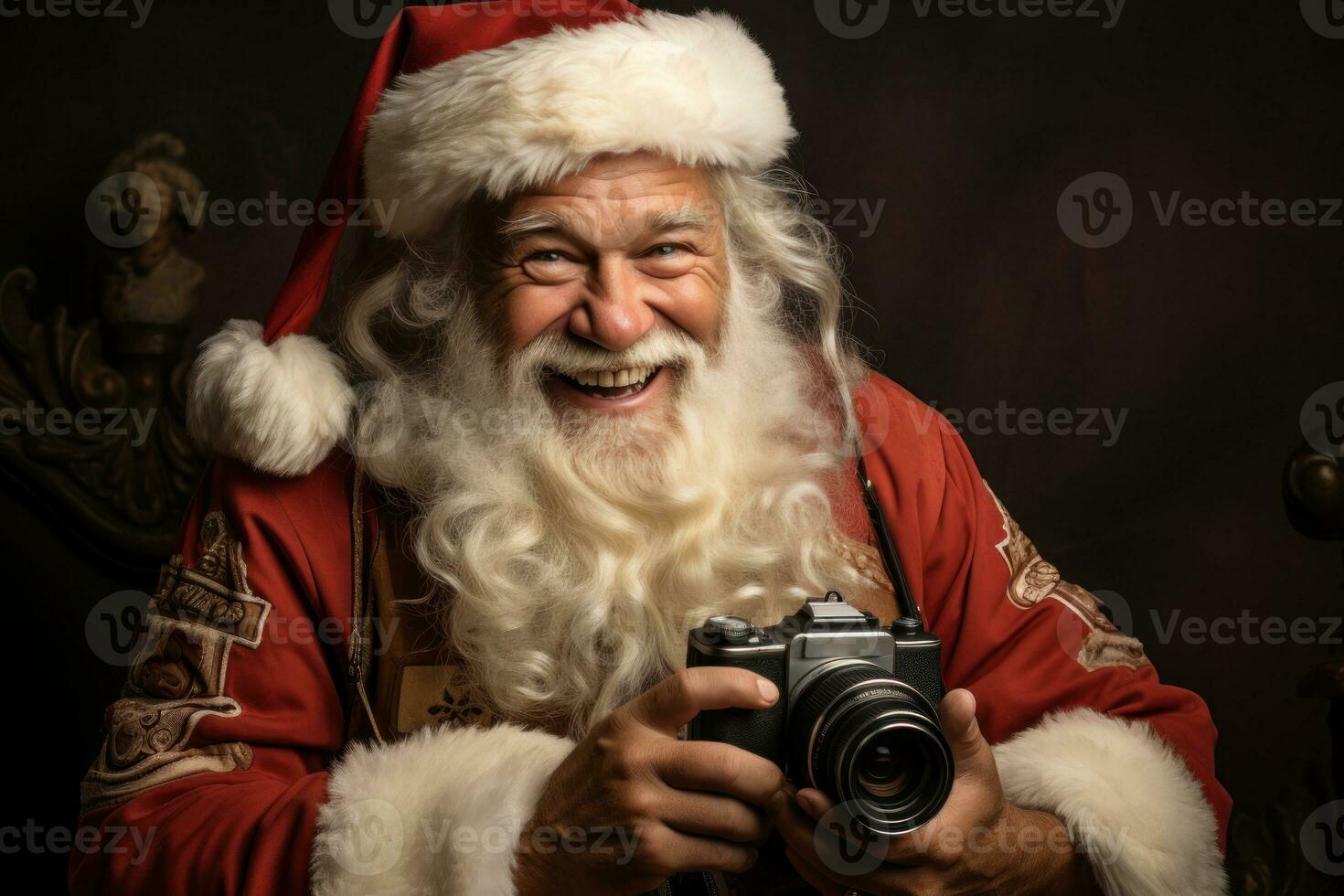 ai gegenereerd Mens de kerstman claus voert een koor van carolers infuseren de stad- plein met hartverwarmend feestelijk deuntjes, vrolijk Kerstmis afbeeldingen foto