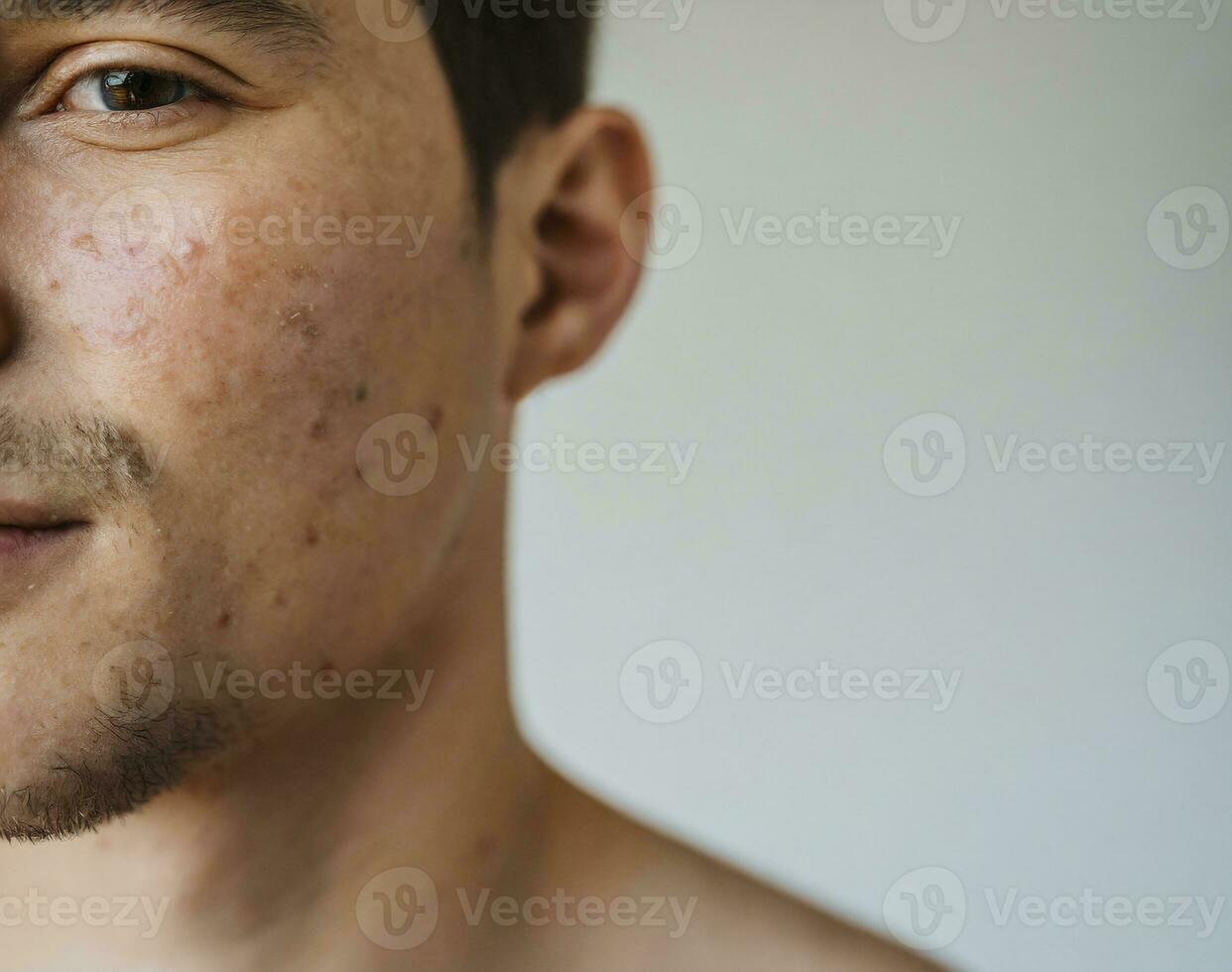 ai gegenereerd een gezicht met puistjes, onvolkomenheden en acne foto