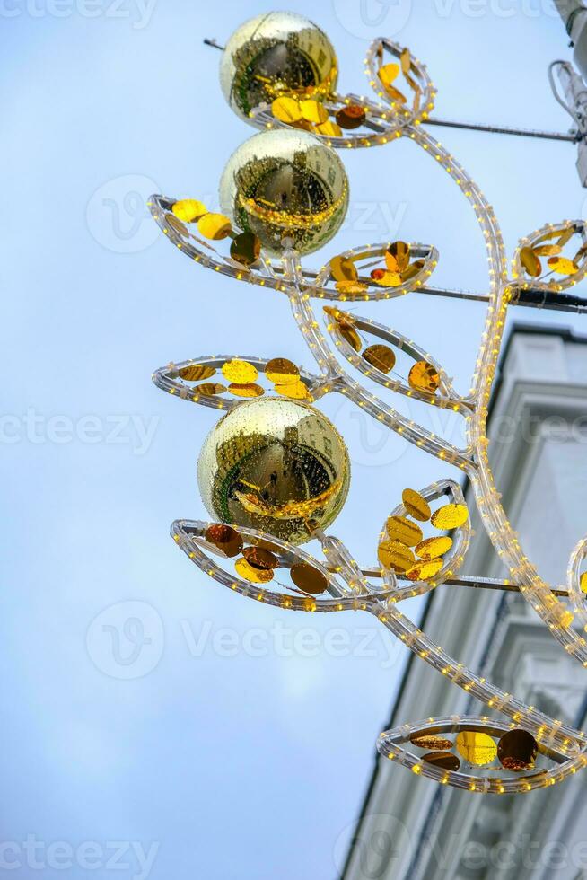 verlichte Kerstmis straat lichten in Cambridge, uk foto