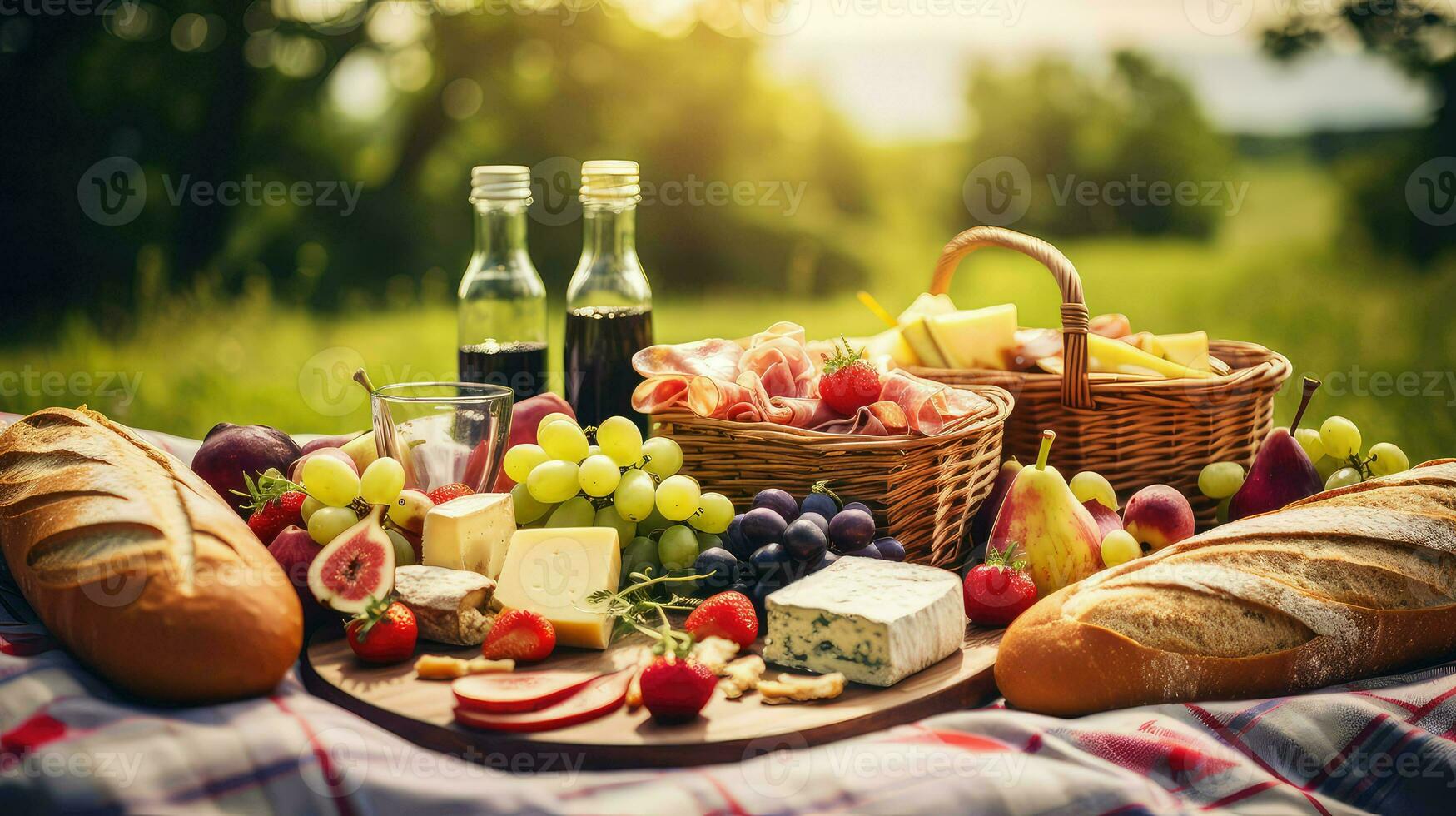 ai gegenereerd fruit vrije tijd picknick voedsel foto