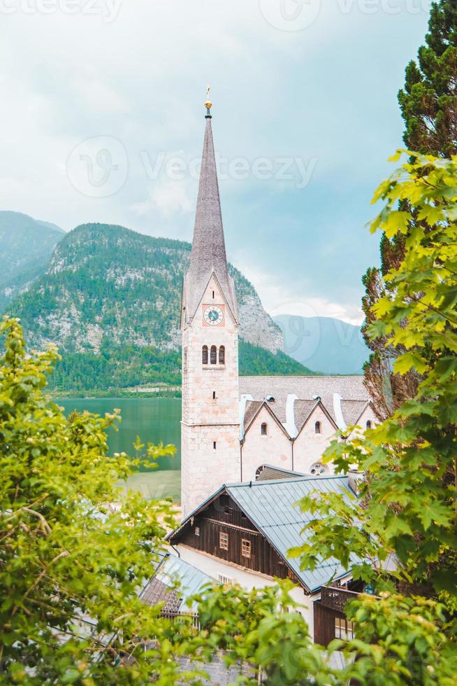 klokkentoren close-up hallstatt oostenrijk foto