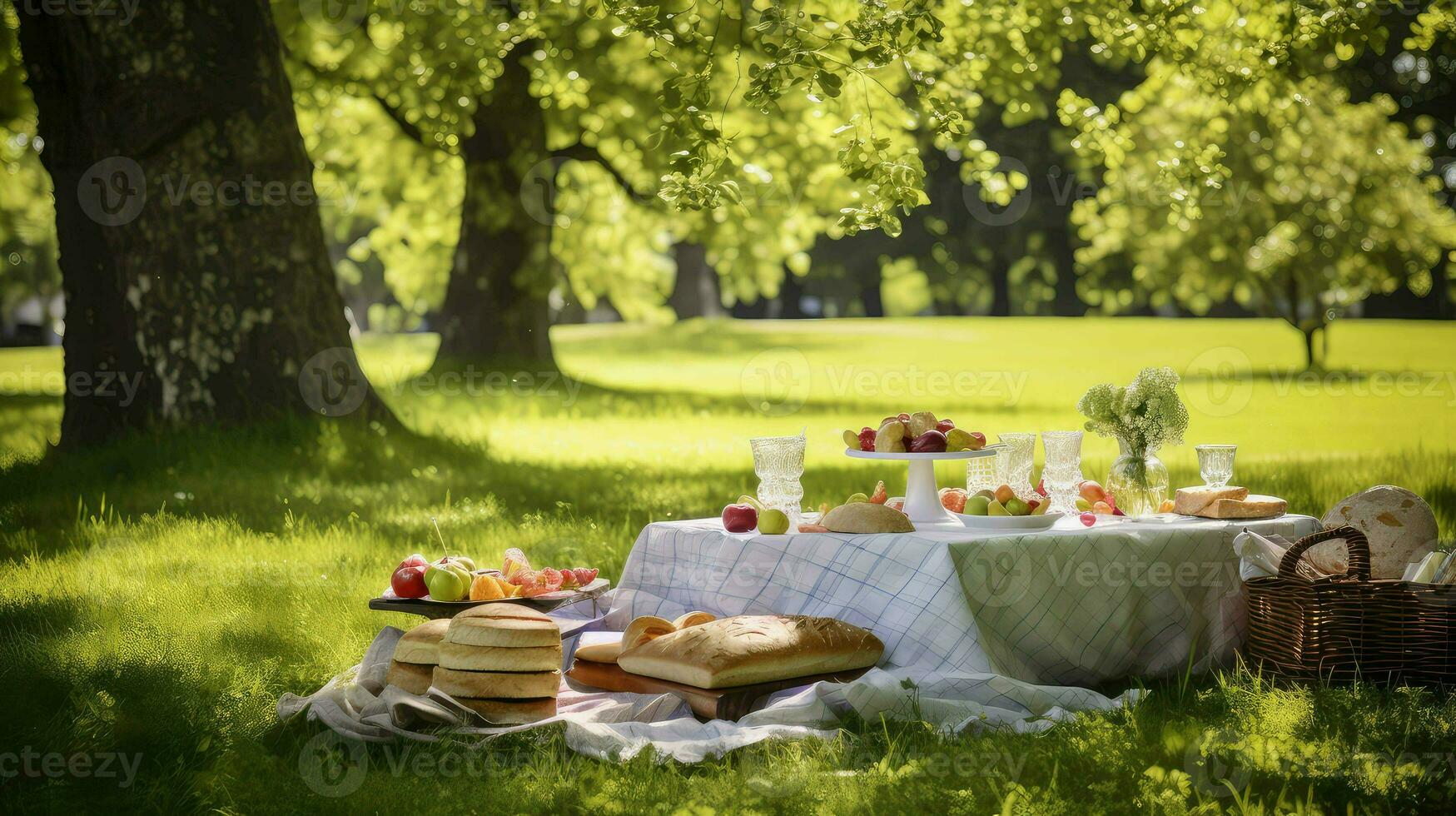 ai gegenereerd hotdogs gazon picknick voedsel foto