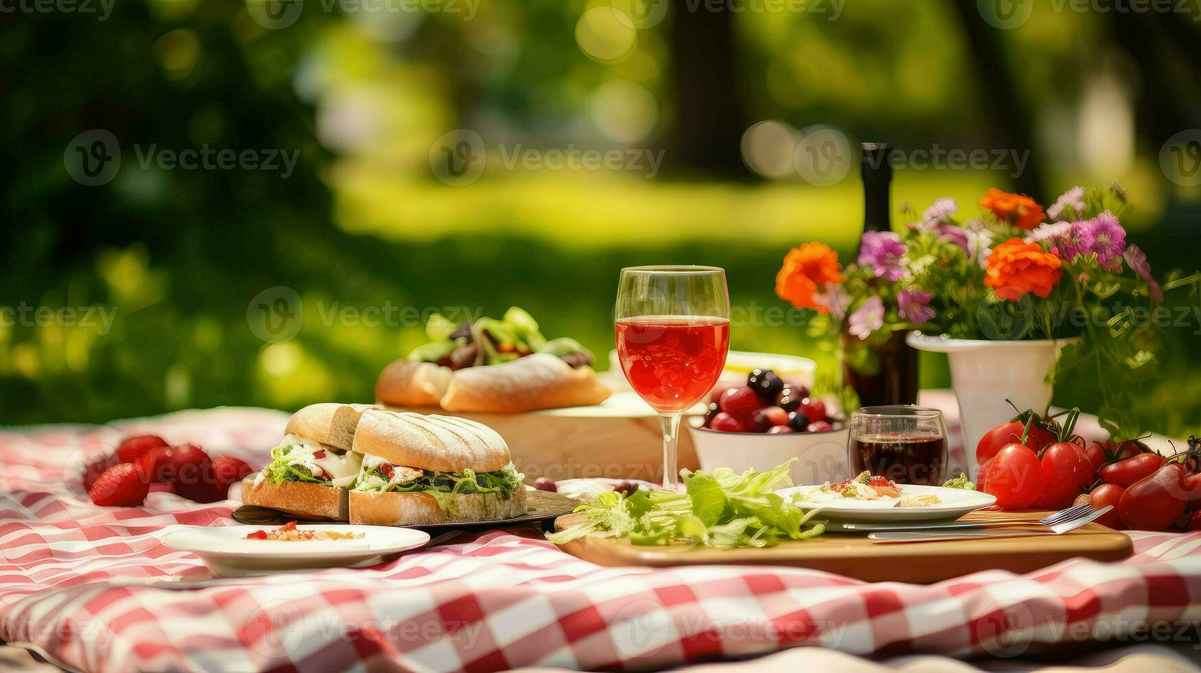 ai gegenereerd kaas lunch picknick voedsel foto