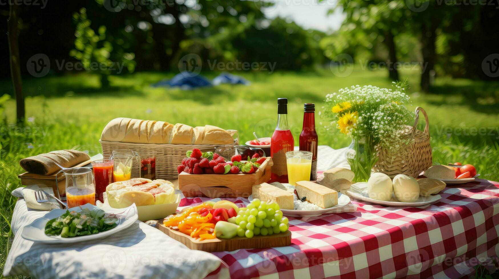 ai gegenereerd fruit avondeten picknick voedsel foto