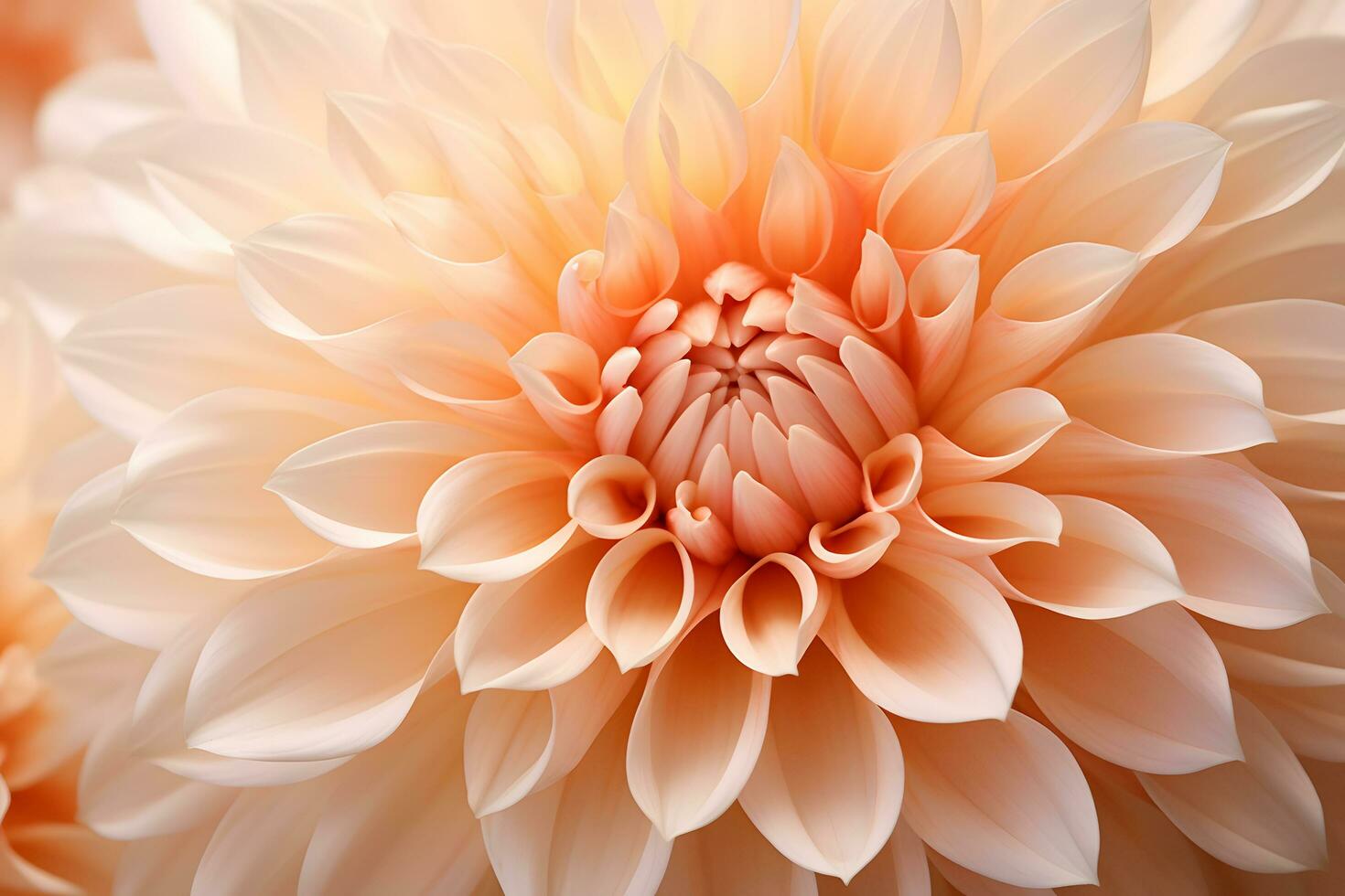 ai gegenereerd dichtbij omhoog van een mooi oranje dahlia bloem. perzik dons kleur van de jaar 2024 foto