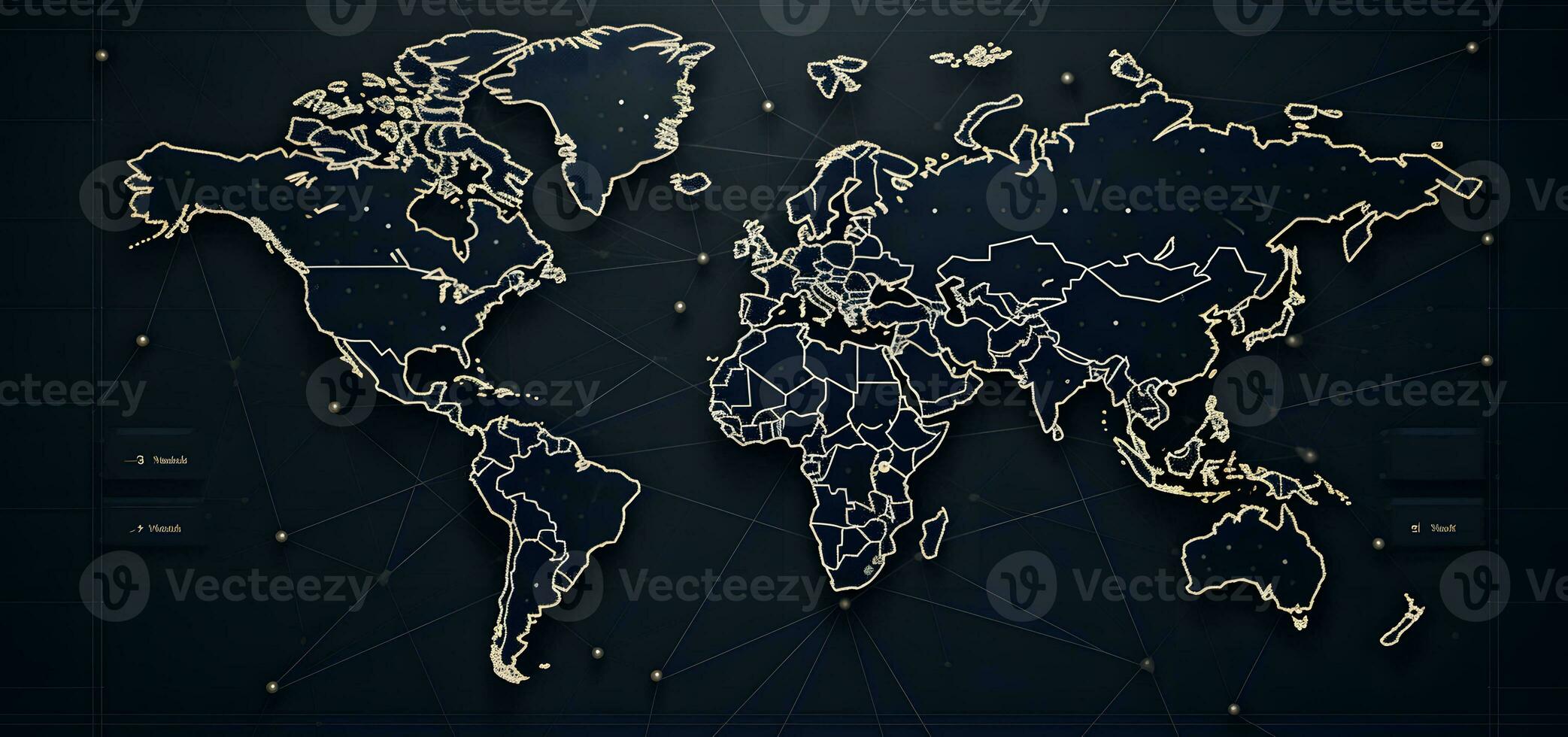 ai gegenereerd wereld kaart, globaal netwerk verbinding foto