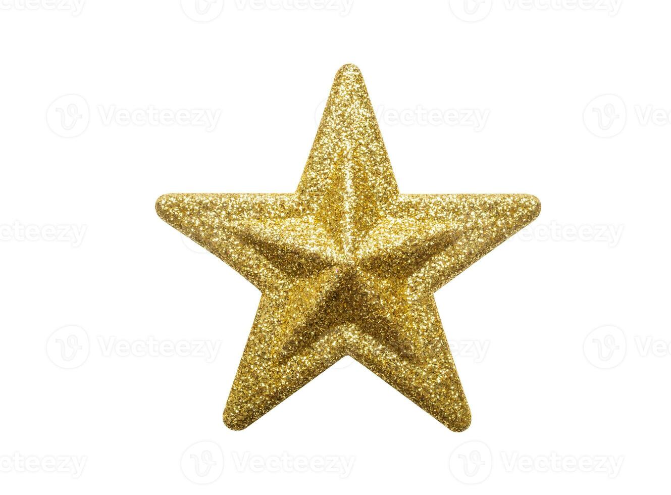 gouden Kerstmis ster schitteren sticker geïsoleerd Aan wit achtergrond foto