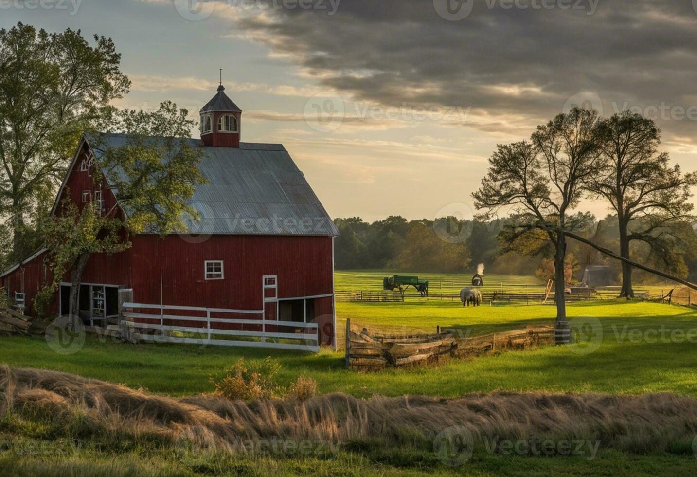 ai gegenereerd harmonie Aan de Amerikaans boerderij vastleggen de geest van landelijk leven foto