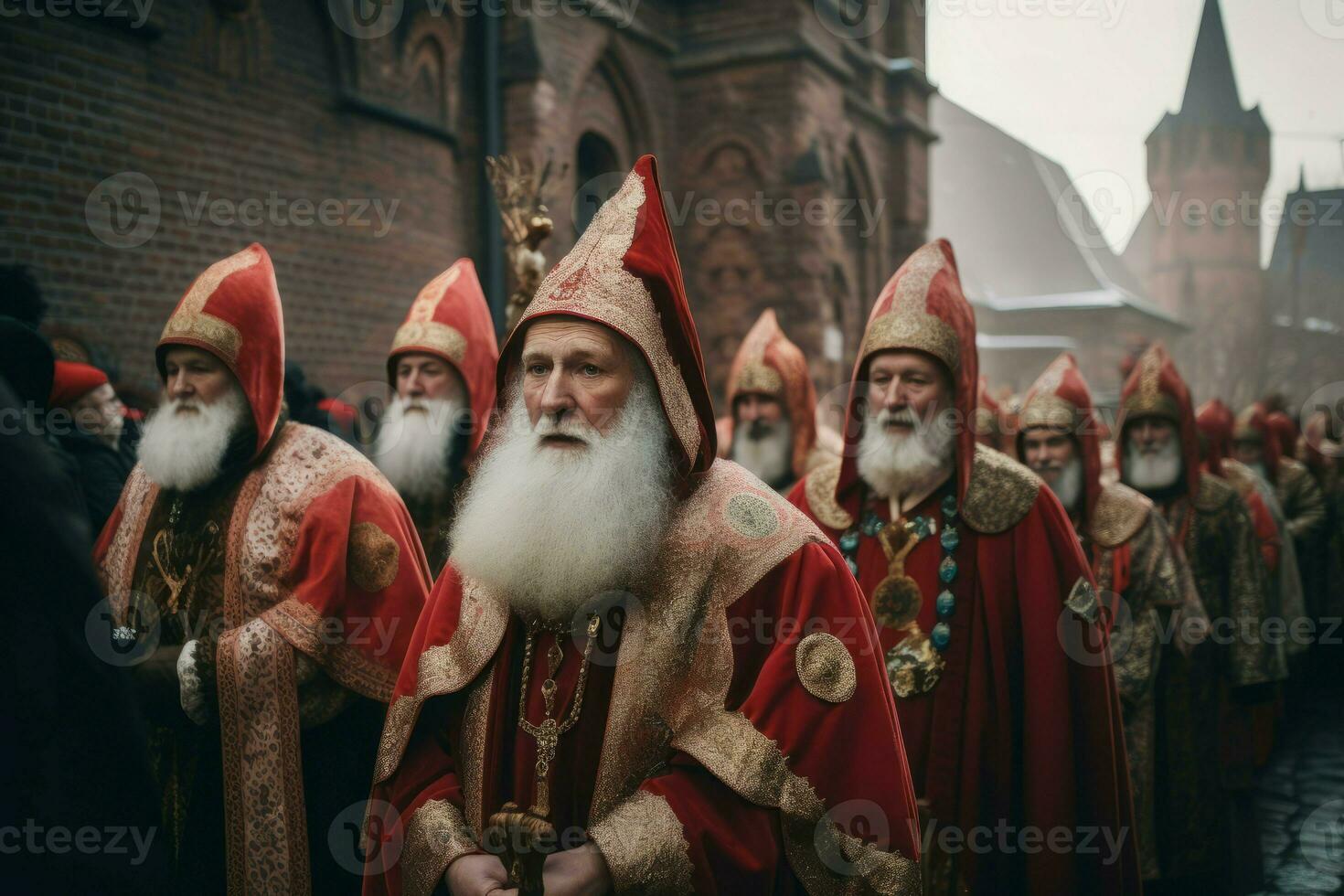 ai gegenereerd groep priesters rood pak. genereren ai foto