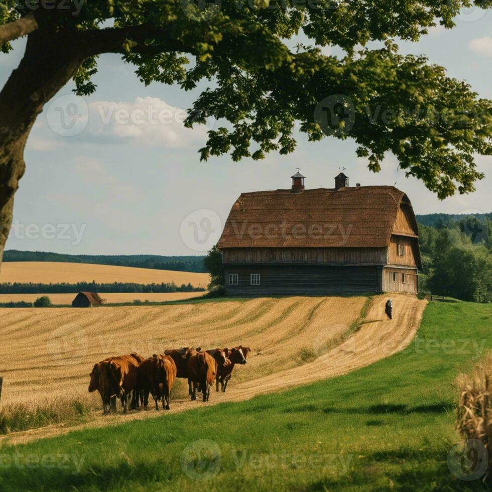 ai gegenereerd een tapijtwerk van landelijk leven verkennen de essence van Pools boerderij tradities foto