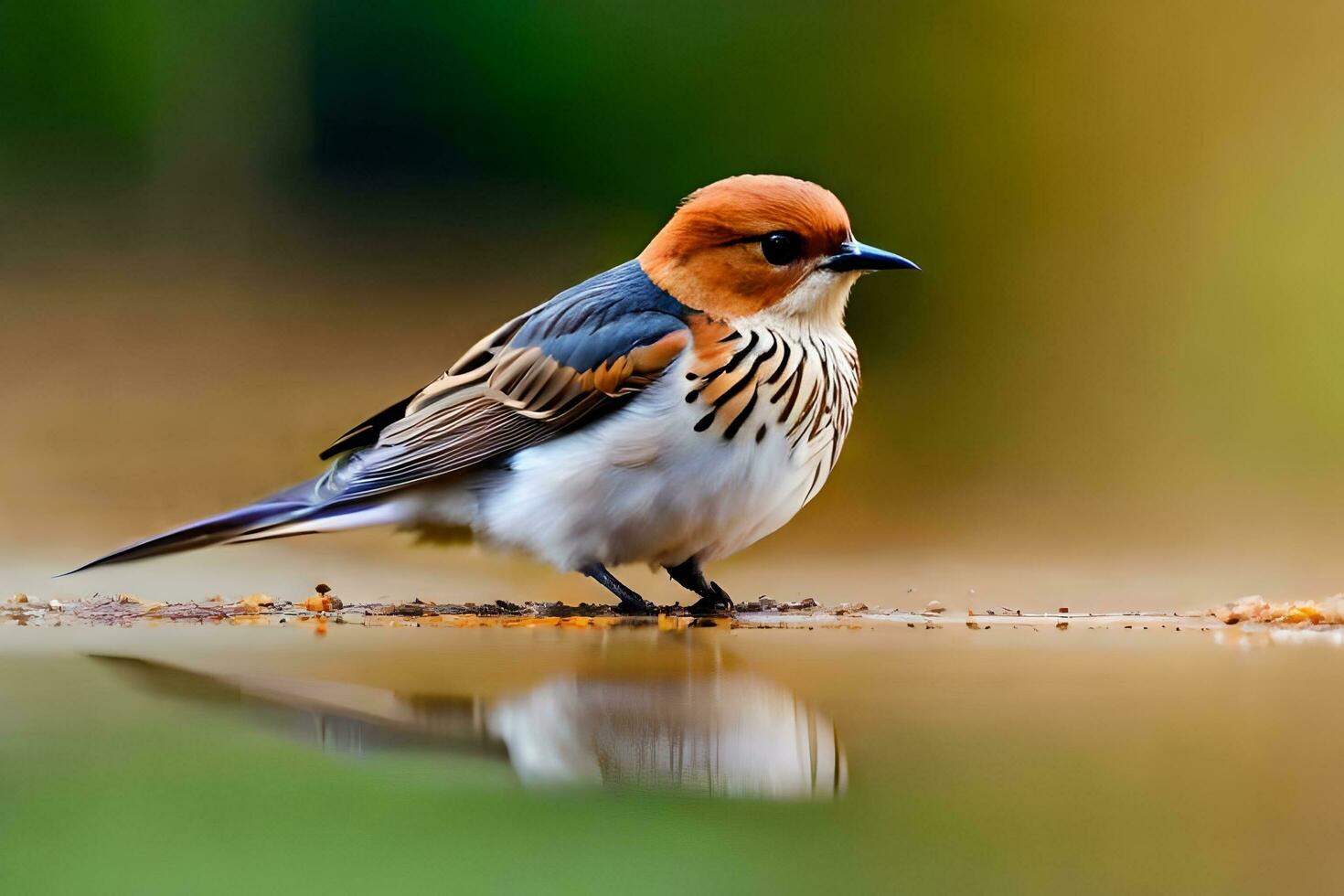 ai gegenereerd een blauw en wit vogel is zittend Aan een Afdeling foto