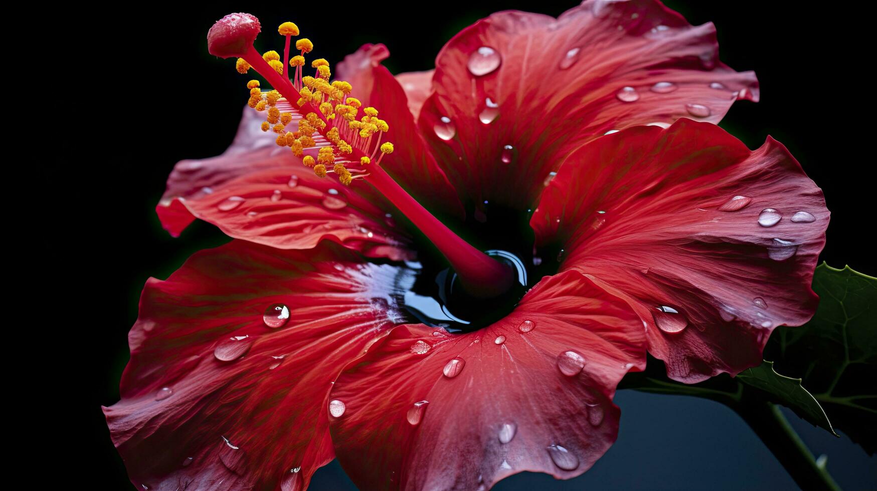 ai gegenereerd een hibiscus bloem met een zwart achtergrond.ai gegenereerd. foto