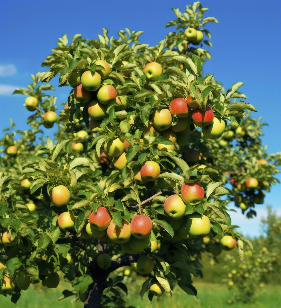 ai gegenereerd een mooi groen appel boom. ai gegenereerd foto