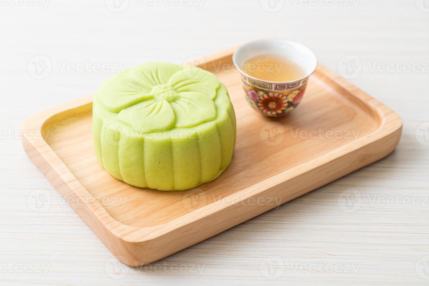 chinese moon cake groene thee smaak foto