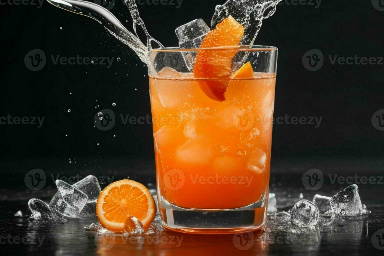 ai gegenereerd oranje stempel cocktail met ijs kubussen. pro foto